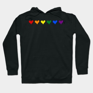 Row of Hearts Pride Rainbow Color red, purple, yellow, green, blue, orange Hoodie